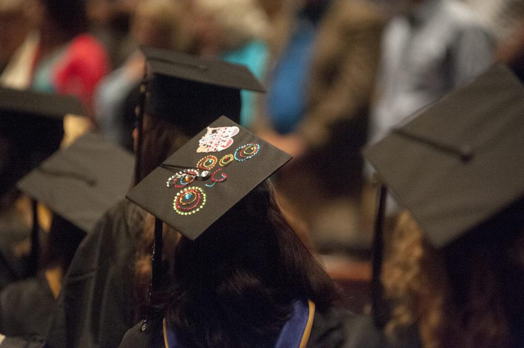 A decorated graduation cap.